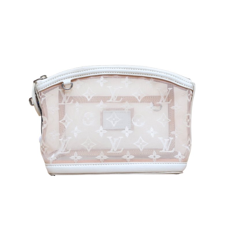 LOUIS VUITTON(路易威登) 白色 網布 中古透明網紗蕾絲lockit洗漱包-0