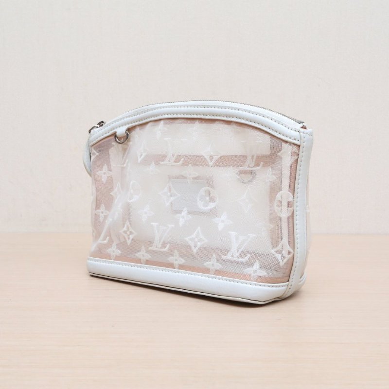 LOUIS VUITTON(路易威登) 白色 網布 中古透明網紗蕾絲lockit洗漱包-3