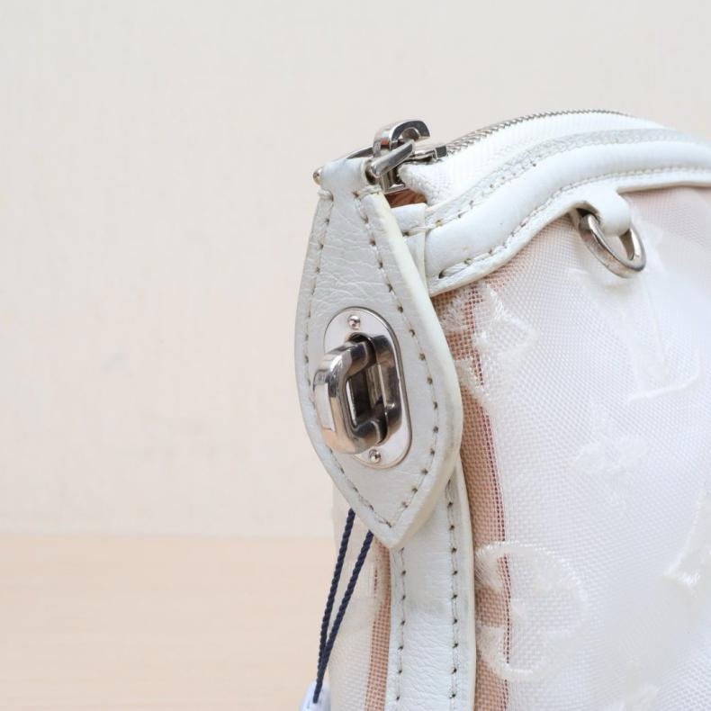 LOUIS VUITTON(路易威登) 白色 網布 中古透明網紗蕾絲lockit洗漱包-7