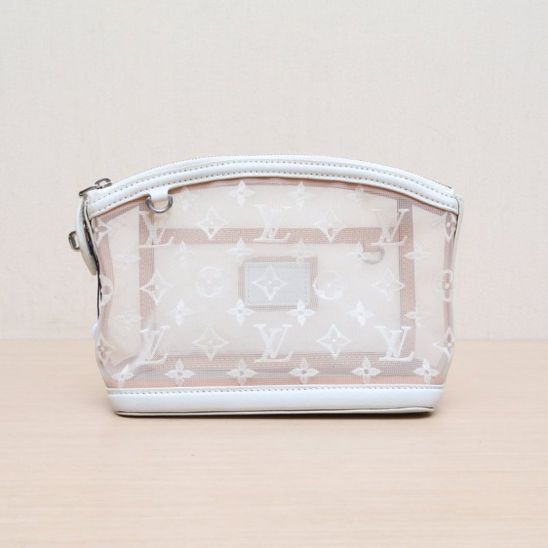 LOUIS VUITTON(路易威登) 白色 網布 中古透明網紗蕾絲lockit洗漱包-9