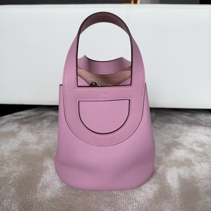 HERMES in the loop 18粉色豬鼻菜籃-3