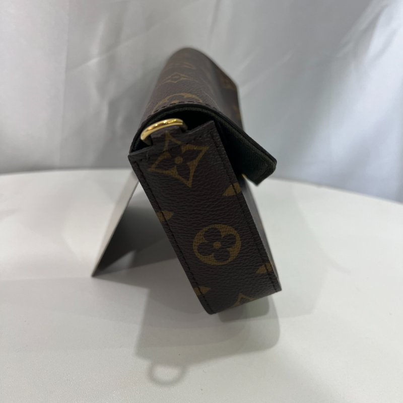 LV M80091/晶片款 老花二合一包綠背帶-3