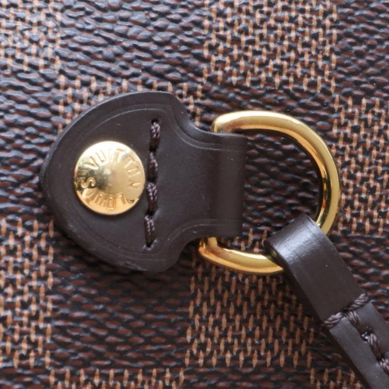 LOUIS VUITTON(路易威登) Neverfull 大號 39 配子袋 棕色棋盤格 PVC 金扣 2019-13