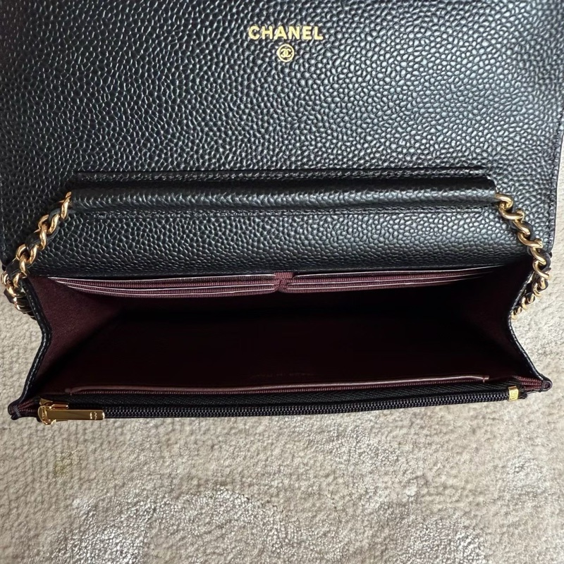 CHANEL  WOC 黑色金釦荔枝皮發財包-2