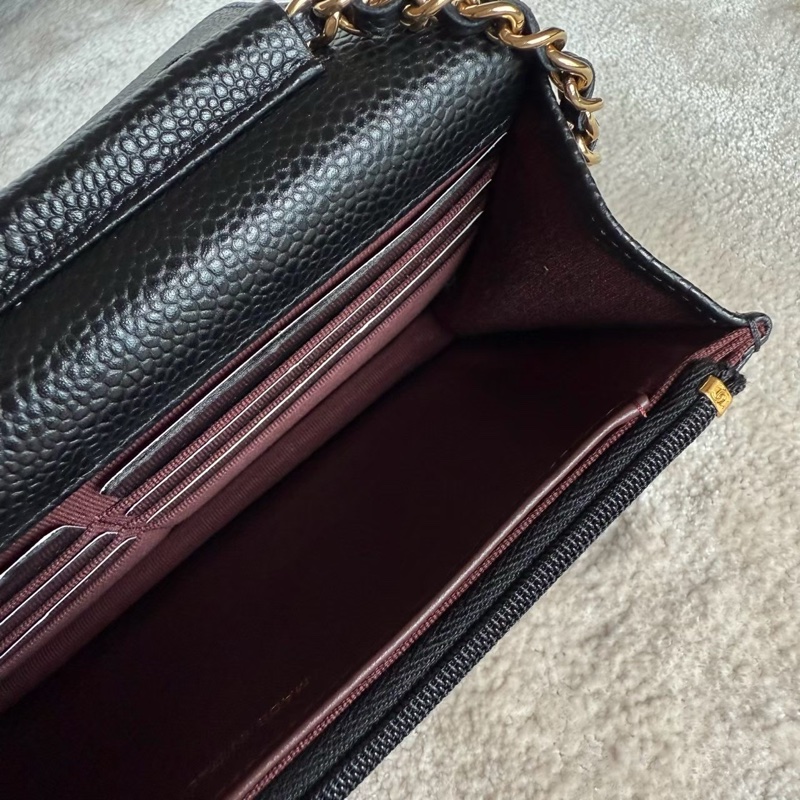 CHANEL  WOC 黑色金釦荔枝皮發財包-3