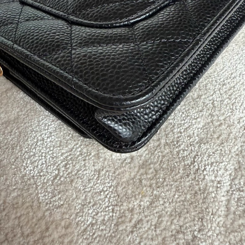 CHANEL  WOC 黑色金釦荔枝皮發財包-10