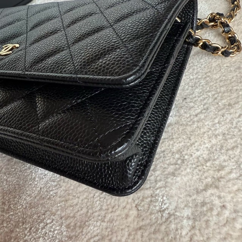 CHANEL  WOC 黑色金釦荔枝皮發財包-13