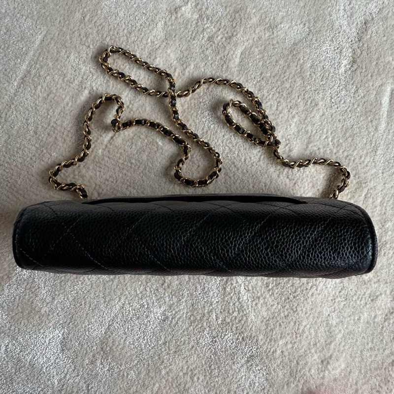 CHANEL  WOC 黑色金釦荔枝皮發財包-15