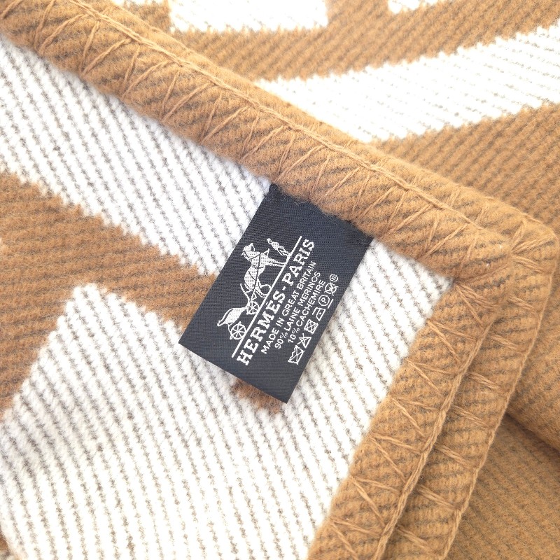 Hermès Gris Fonce 毛毯/休閒毯 金棕-3