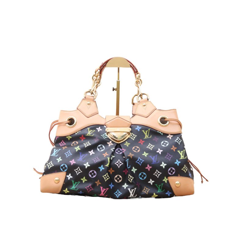 LOUIS VUITTON(路易威登) 中古 金扣手提包 黑三彩 PVC-0