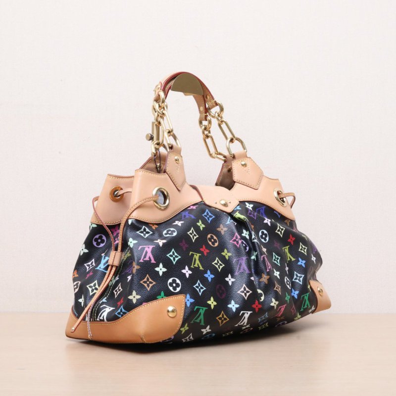 LOUIS VUITTON(路易威登) 中古 金扣手提包 黑三彩 PVC-5