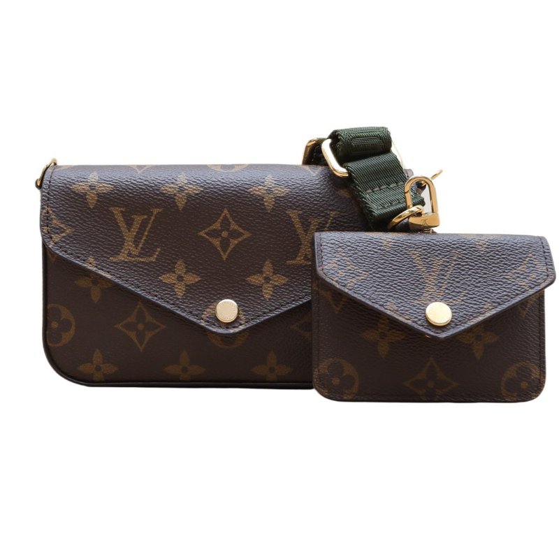 LOUIS VUITTON(路易威登) Felicie Strap Go 新三合一 寬肩帶 老花 PVC 晶片-0