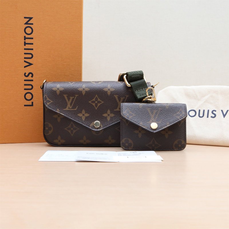 LOUIS VUITTON(路易威登) Felicie Strap Go 新三合一 寬肩帶 老花 PVC 晶片-1