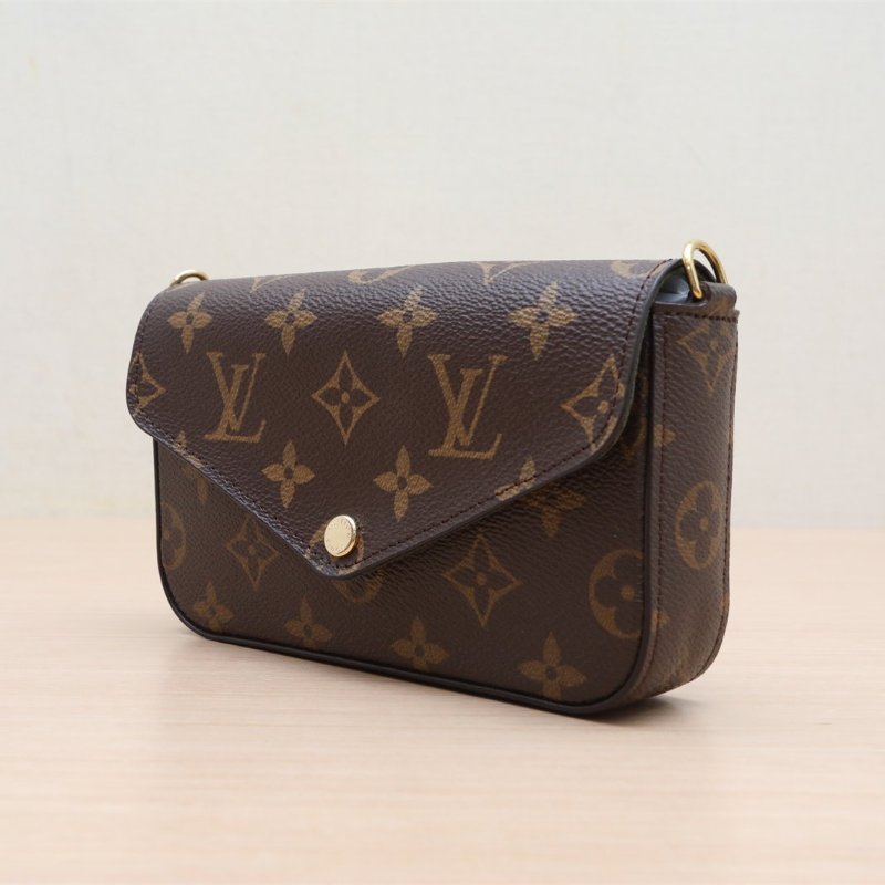 LOUIS VUITTON(路易威登) Felicie Strap Go 新三合一 寬肩帶 老花 PVC 晶片-3