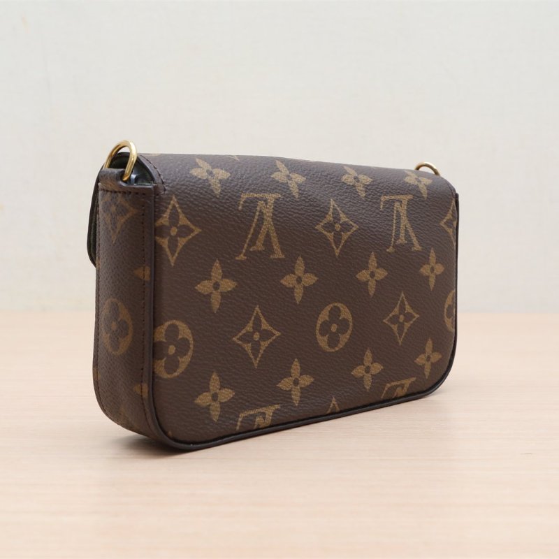 LOUIS VUITTON(路易威登) Felicie Strap Go 新三合一 寬肩帶 老花 PVC 晶片-5