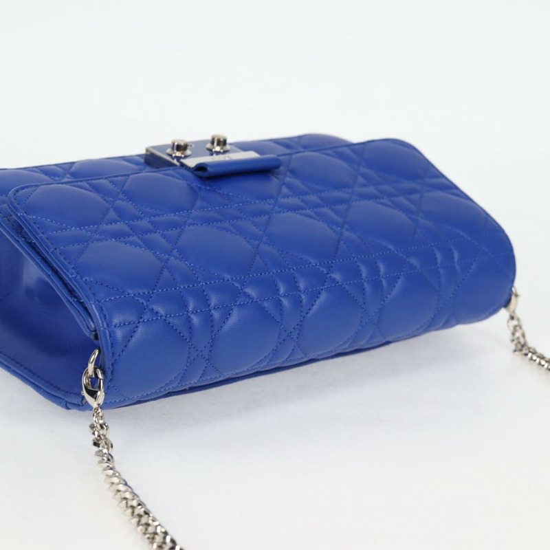 【日本直送】Christian Dior Canage 鏈條肩背包，皮革材質，藍色/銀色，正品，貨號 118920SM-5