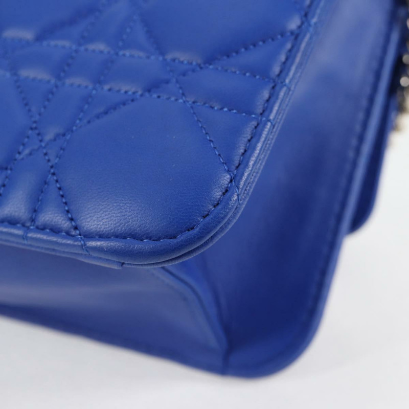 【日本直送】Christian Dior Canage 鏈條肩背包，皮革材質，藍色/銀色，正品，貨號 118920SM-17