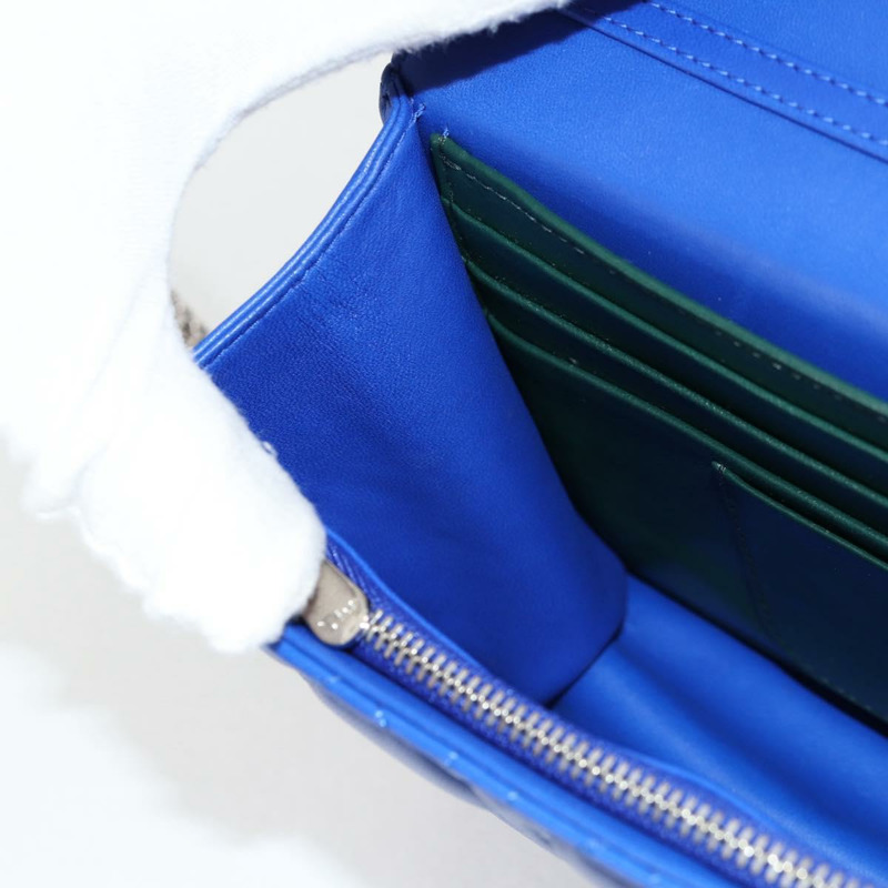 【日本直送】Christian Dior Canage 鏈條肩背包，皮革材質，藍色/銀色，正品，貨號 118920SM-21