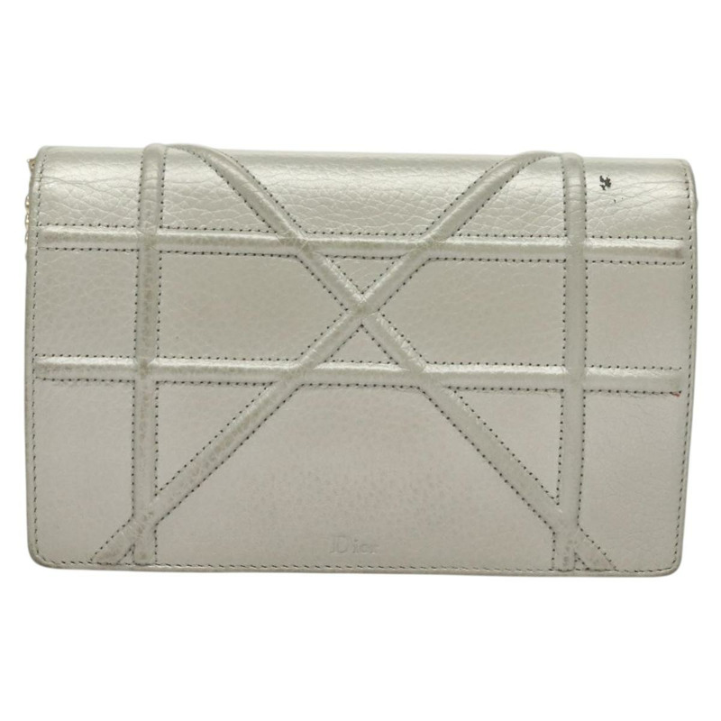 【日本直送】Christian Dior Diorama 鏈條單肩包 皮革 銀色 正品 gh272-1