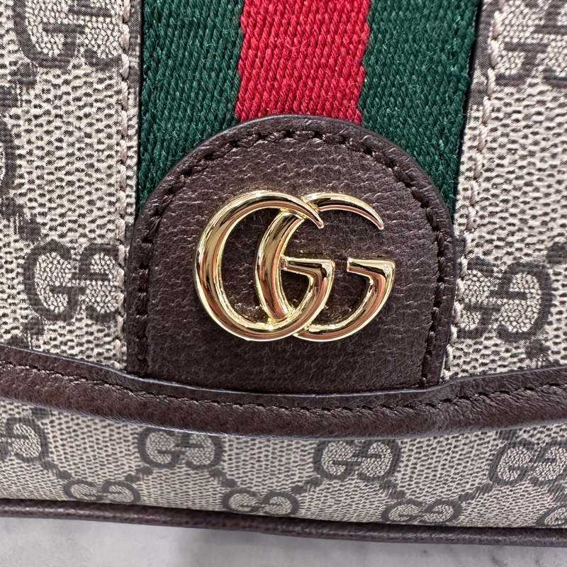 Gucci咖PVC Ophidia金釦下蓋磁吸肩斜背包-1