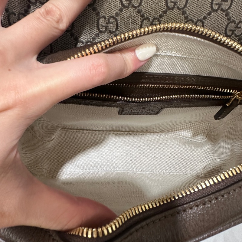 Gucci咖PVC Ophidia金釦下蓋磁吸肩斜背包-6