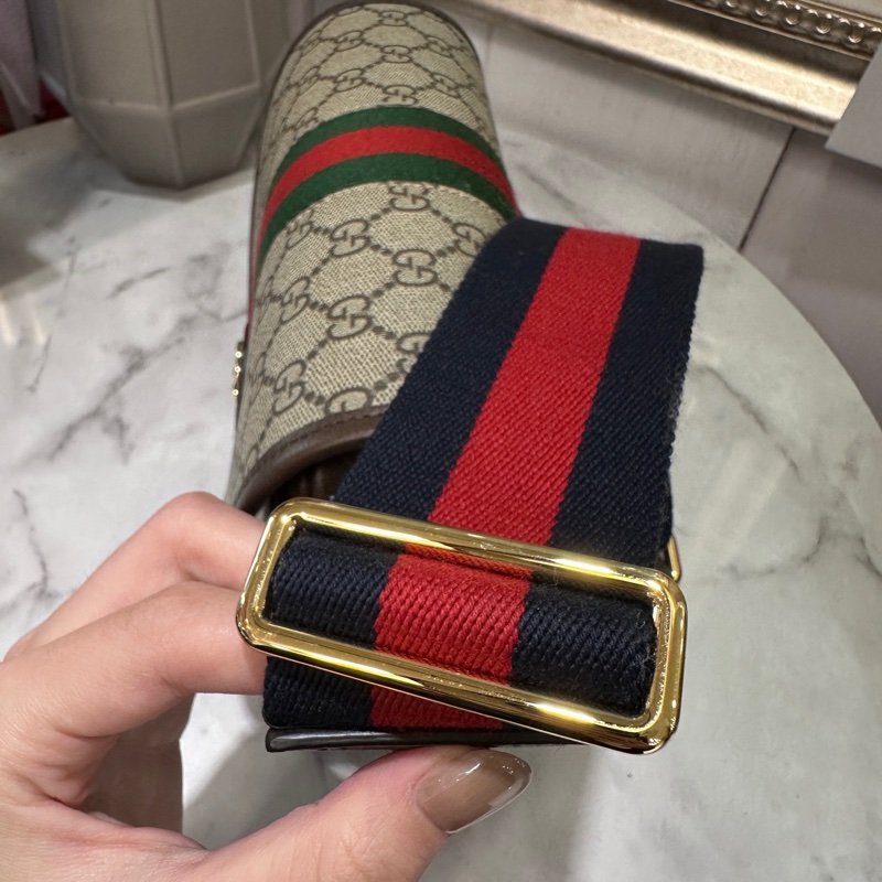 Gucci咖PVC Ophidia金釦下蓋磁吸肩斜背包-7