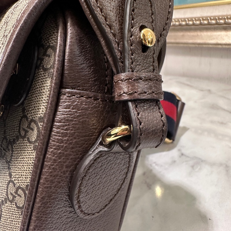 Gucci咖PVC Ophidia金釦下蓋磁吸肩斜背包-8