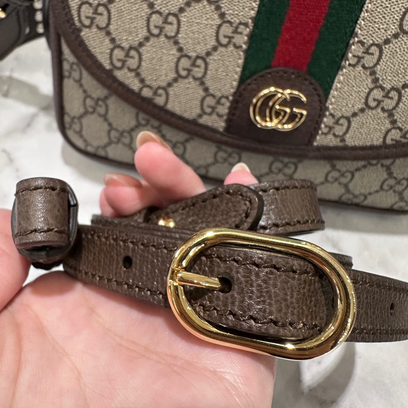 Gucci咖PVC Ophidia金釦下蓋磁吸肩斜背包-10