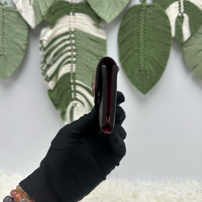 LV 經典老花拼紅色 三摺小銀包-1