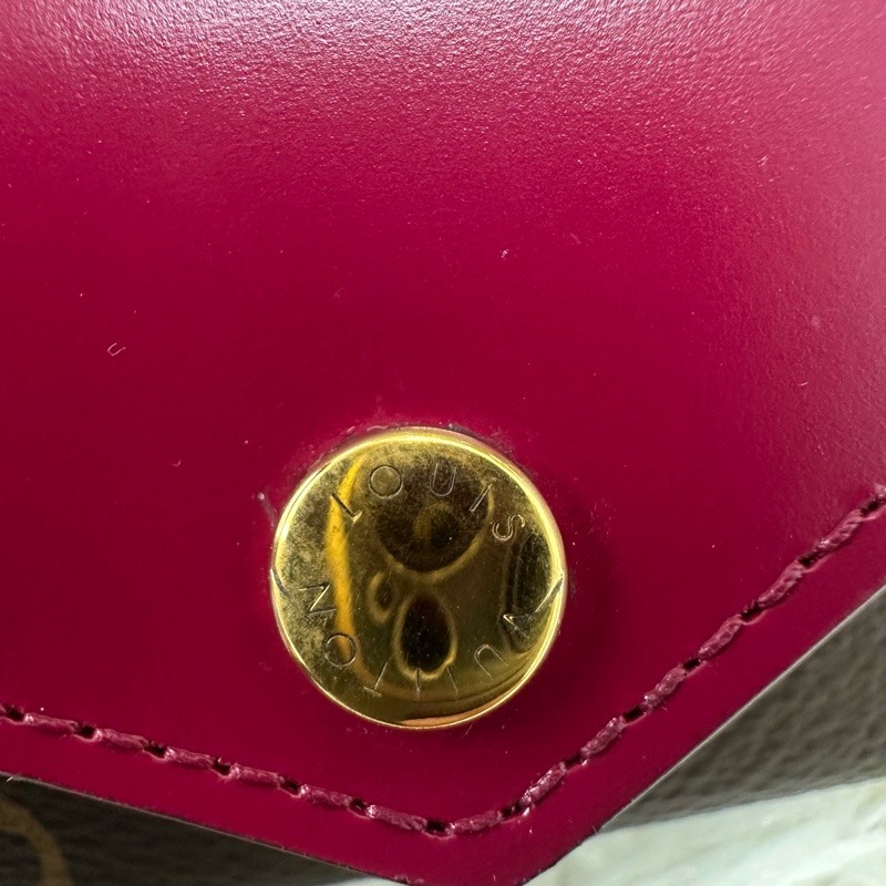 LV 經典老花拼紅色 三摺小銀包-7