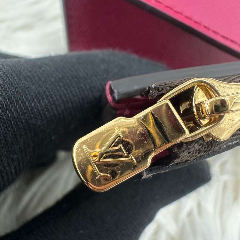 LV 經典老花拼紅色 三摺小銀包-11