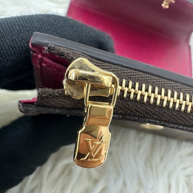 LV 經典老花拼紅色 三摺小銀包-13