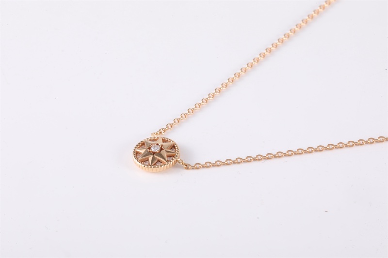 DIOR(迪奧)  18K玫瑰金 鑽石 玫瑰金 ROSE DES VENTS 滿鑽 八芒星 羅盤 項鏈 18K-1