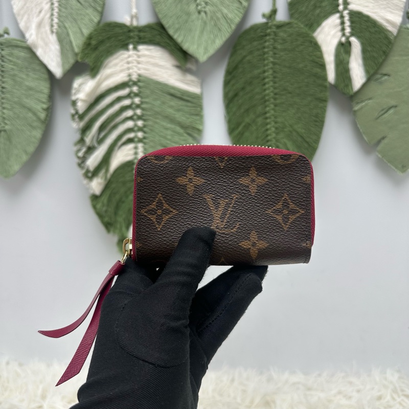 LV 經典老花拼紅色拉鍊款 卡片包-0