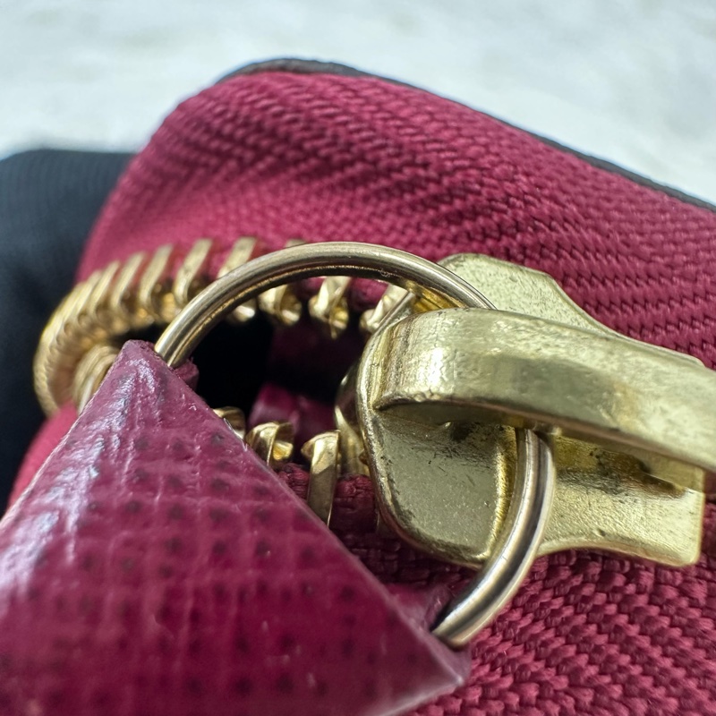 LV 經典老花拼紅色拉鍊款 卡片包-10