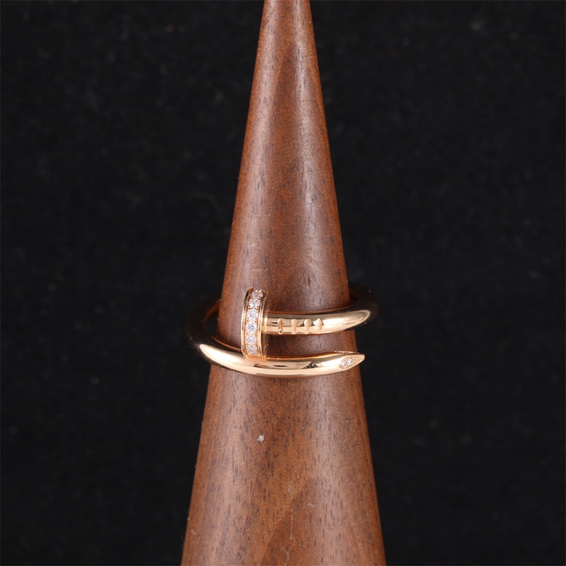 CARTIER(卡地亞) JUSTE UN CLOU 釘子戒指 18k 18K黃金/鑽石 52 黃金 粗版帶鑽-0