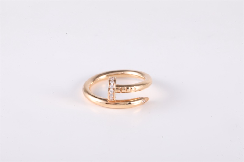 CARTIER(卡地亞) JUSTE UN CLOU 釘子戒指 18k 18K黃金/鑽石 52 黃金 粗版帶鑽-3