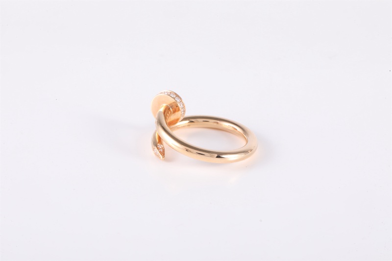 CARTIER(卡地亞) JUSTE UN CLOU 釘子戒指 18k 18K黃金/鑽石 52 黃金 粗版帶鑽-4