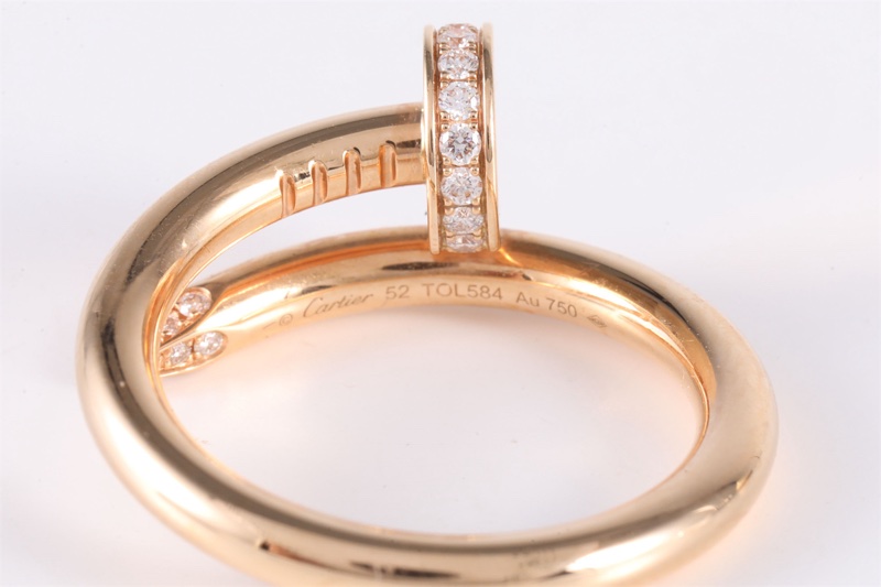 CARTIER(卡地亞) JUSTE UN CLOU 釘子戒指 18k 18K黃金/鑽石 52 黃金 粗版帶鑽-5