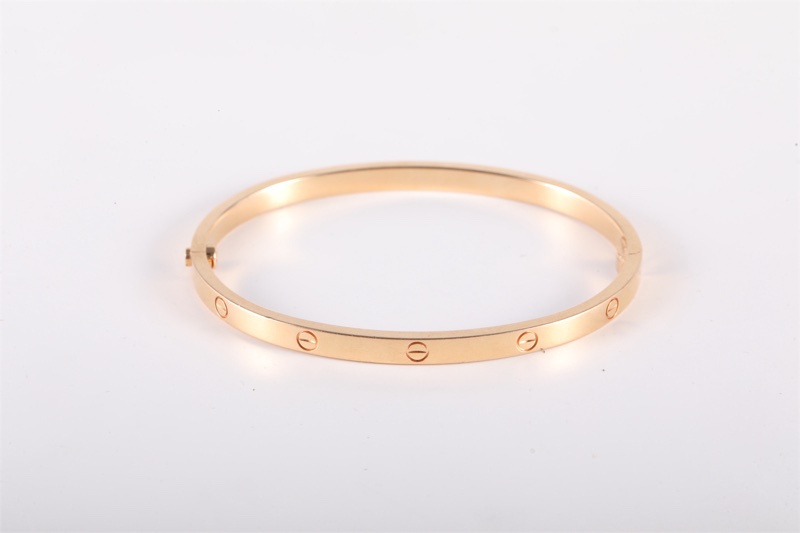 CARTIER(卡地亞) LOVE 18K金 窄版手鐲 18K玫瑰金 16號 玫瑰金-2