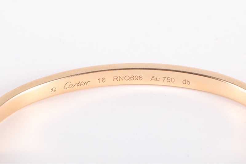 CARTIER(卡地亞) LOVE 18K金 窄版手鐲 18K玫瑰金 16號 玫瑰金-3