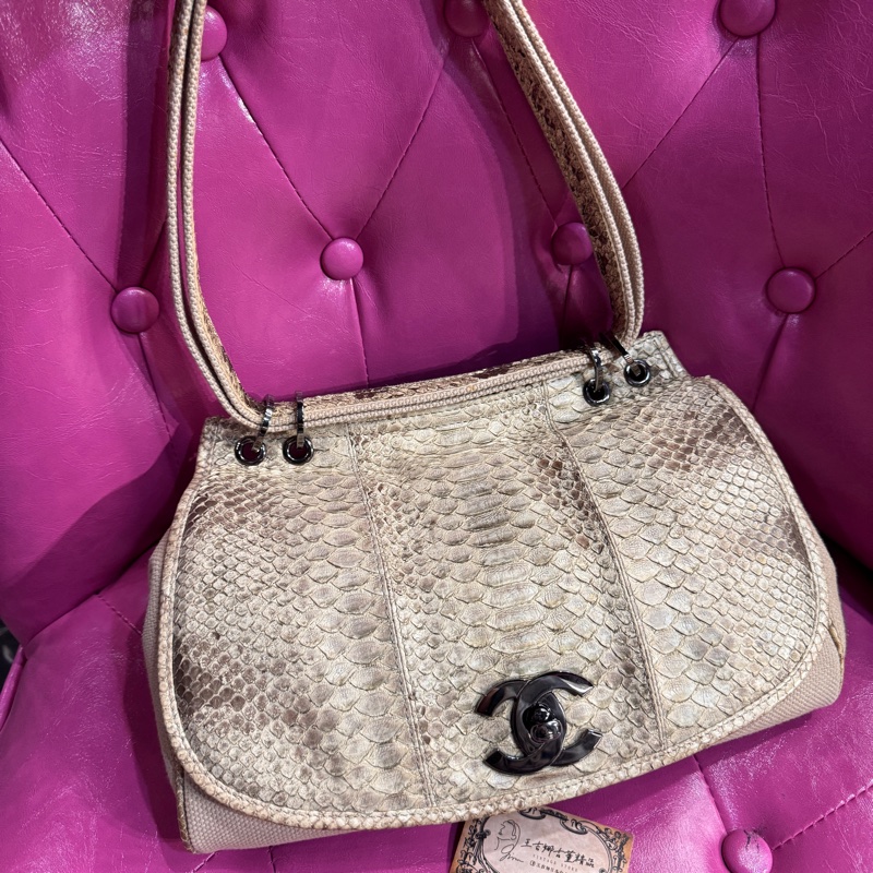 Chanel 蛇皮肩背包/王吉娜古董精品-2
