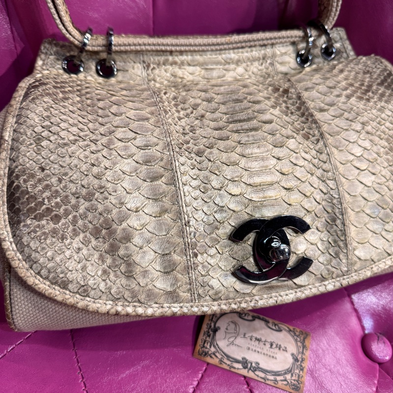 Chanel 蛇皮肩背包/王吉娜古董精品-3