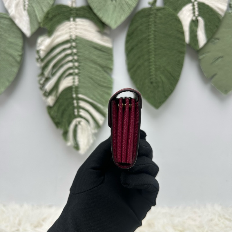 PRE OWNED LV 經典老花拼紅色 卡片包-1