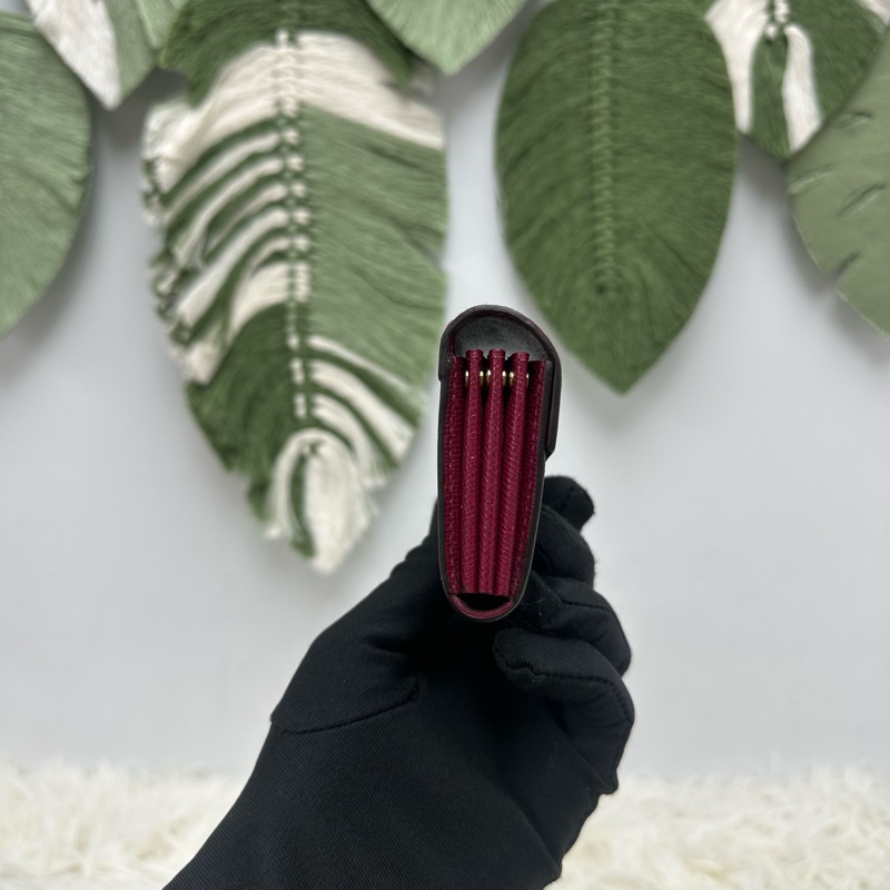 PRE OWNED LV 經典老花拼紅色 卡片包-2