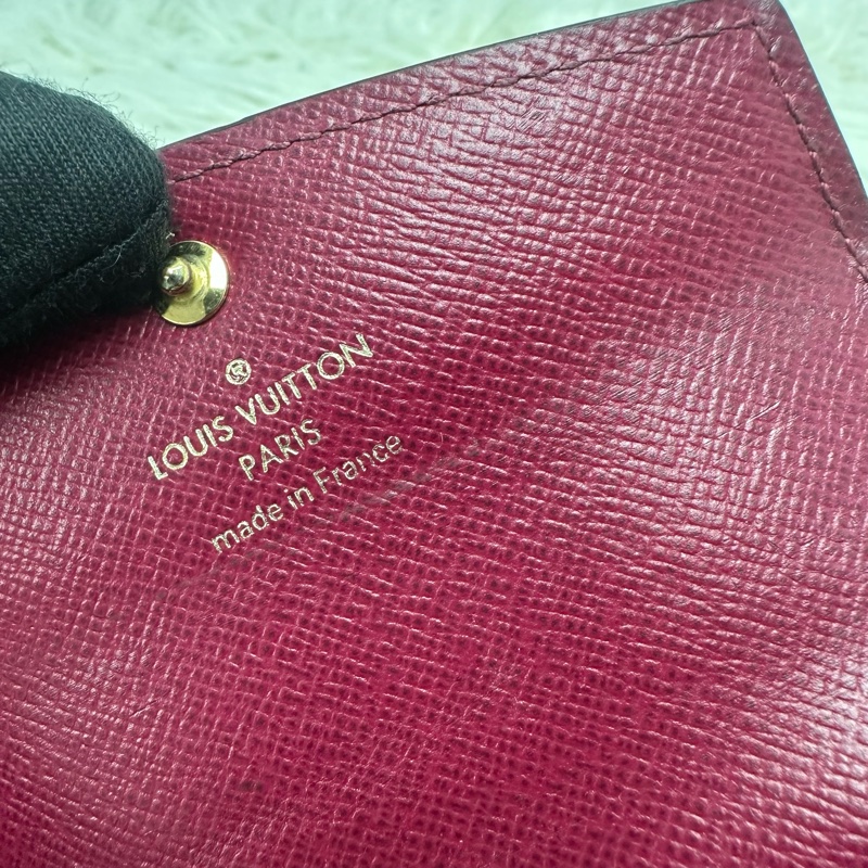 PRE OWNED LV 經典老花拼紅色 卡片包-6