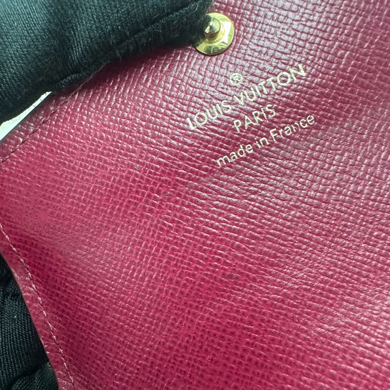 PRE OWNED LV 經典老花拼紅色 卡片包-8