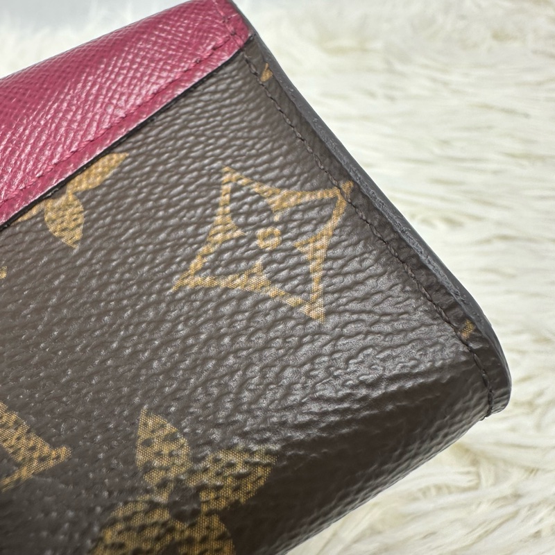 PRE OWNED LV 經典老花拼紅色 卡片包-10