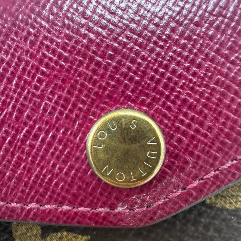 PRE OWNED LV 經典老花拼紅色 卡片包-15