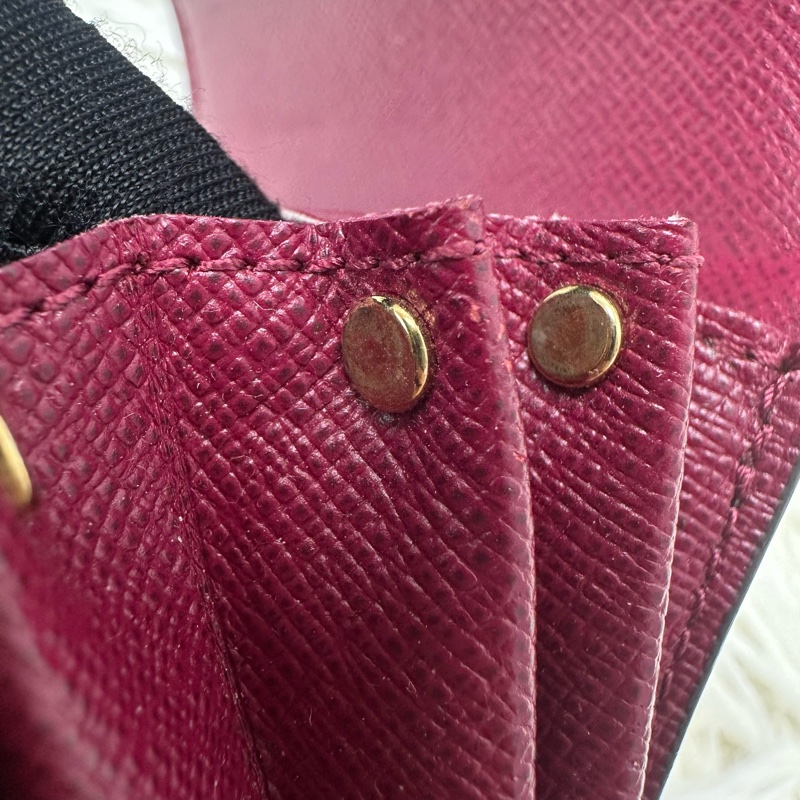 PRE OWNED LV 經典老花拼紅色 卡片包-16